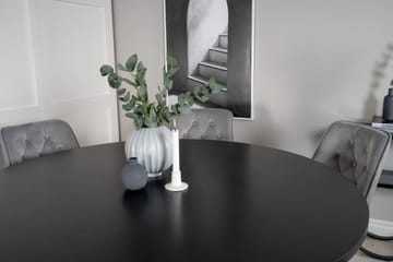 Spisegruppe Möbelfashion Copenhagen spisegruppe 140 cm rund med 6 Velvet Deluxe-stoler Svart/Lys grå - Møbler - Bord - Spisegruppe