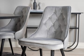 Spisegruppe Möbelfashion Copenhagen spisegruppe 140 cm rund med 6 Velvet Deluxe-stoler Svart/Lys grå - Møbler - Bord - Spisegruppe