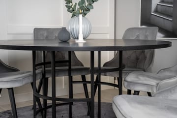 Spisegruppe Möbelfashion Copenhagen spisegruppe 140 cm rund med 6 Velvet Deluxe-stoler Svart/Lys grå - Møbler - Bord - Spisegruppe