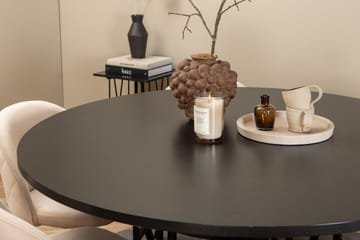 Spisegruppe Möbelfashion Copenhagen spisegruppe 140 cm rund med 6 Velvet-stoler Beige/svart2 - Møbler - Bord - Spisegruppe