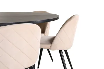 Spisegruppe Möbelfashion Copenhagen spisegruppe 140 cm rund med 6 Velvet-stoler Beige/svart2 - Møbler - Bord - Spisegruppe