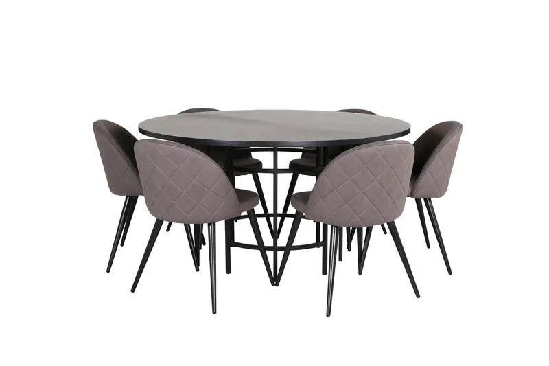 Spisegruppe Möbelfashion Copenhagen spisegruppe 140 cm rund med 6 Velvet-stoler Svart/grå