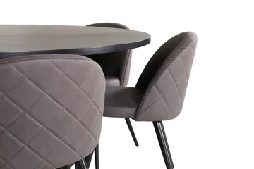 Spisegruppe Möbelfashion Copenhagen spisegruppe 140 cm rund med 6 Velvet-stoler Svart/grå - Møbler - Bord - Spisegruppe