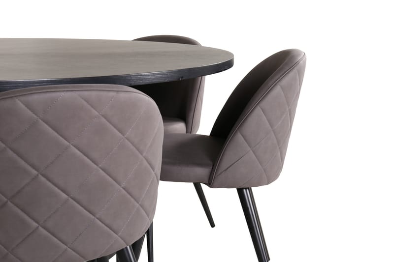 Spisegruppe Möbelfashion Copenhagen spisegruppe 140 cm rund med 6 Velvet-stoler Svart/grå - Møbler - Bord - Spisegruppe