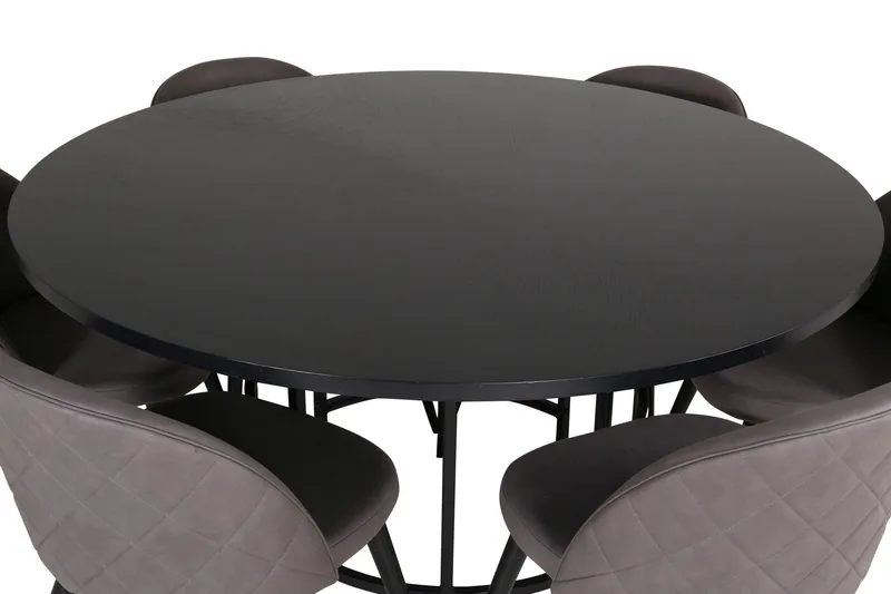 Spisegruppe Möbelfashion Copenhagen spisegruppe 140 cm rund med 6 Velvet-stoler Svart/grå - Møbler - Bord - Spisegruppe