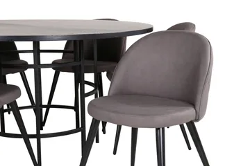Spisegruppe Möbelfashion Copenhagen spisegruppe 140 cm rund med 6 Velvet-stoler Svart/grå - Møbler - Bord - Spisegruppe