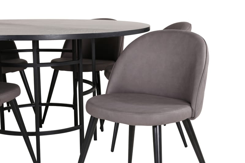 Spisegruppe Möbelfashion Copenhagen spisegruppe 140 cm rund med 6 Velvet-stoler Svart/grå - Møbler - Bord - Spisegruppe