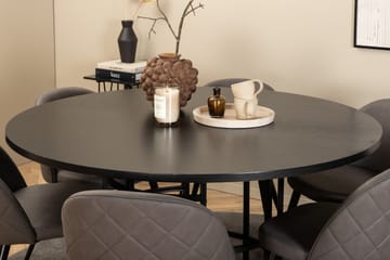 Spisegruppe Möbelfashion Copenhagen spisegruppe 140 cm rund med 6 Velvet-stoler Svart/grå - Møbler - Bord - Spisegruppe