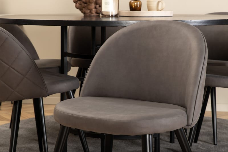 Spisegruppe Möbelfashion Copenhagen spisegruppe 140 cm rund med 6 Velvet-stoler Svart/grå - Møbler - Bord - Spisegruppe