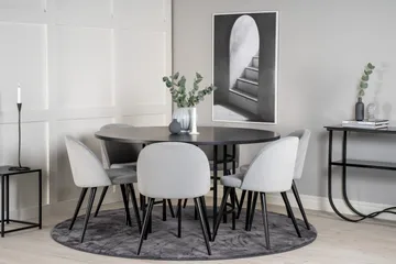 Spisegruppe Möbelfashion Copenhagen spisegruppe 140 cm rund med 6 Velvet-stoler Svart/Lys grå - Møbler - Bord - Spisegruppe