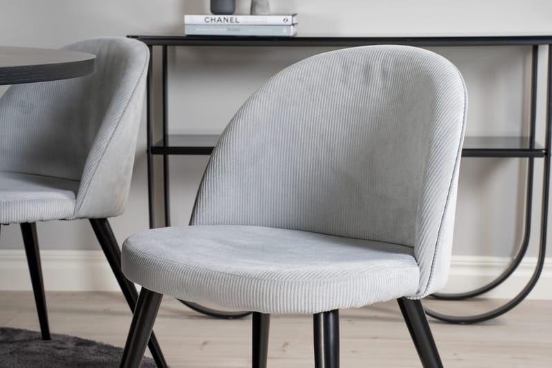 Spisegruppe Möbelfashion Copenhagen spisegruppe 140 cm rund med 6 Velvet-stoler Svart/Lys grå - Møbler - Bord - Spisegruppe