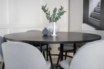 Spisegruppe Möbelfashion Copenhagen spisegruppe 140 cm rund med 6 Velvet-stoler Svart/Lys grå - Møbler - Bord - Spisegruppe