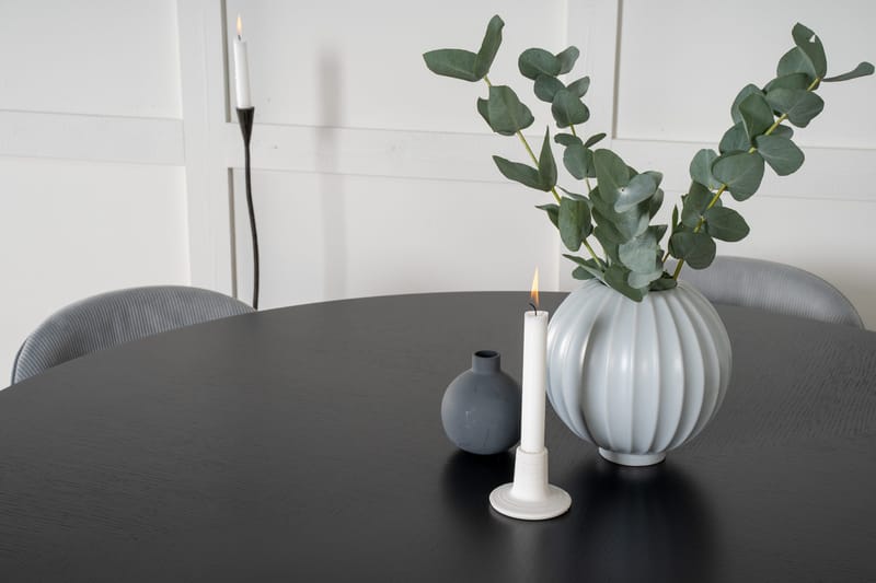 Spisegruppe Möbelfashion Copenhagen spisegruppe 140 cm rund med 6 Velvet-stoler Svart/Lys grå - Møbler - Bord - Spisegruppe