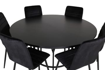 Spisegruppe Möbelfashion Copenhagen spisegruppe 140 cm rund med 6 Windu Lyx-stoler Svart - Møbler - Bord - Spisegruppe