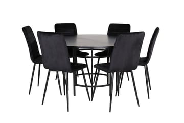 Spisegruppe Möbelfashion Copenhagen spisegruppe 140 cm rund med 6 Windu Lyx-stoler Svart - Møbler - Bord - Spisegruppe