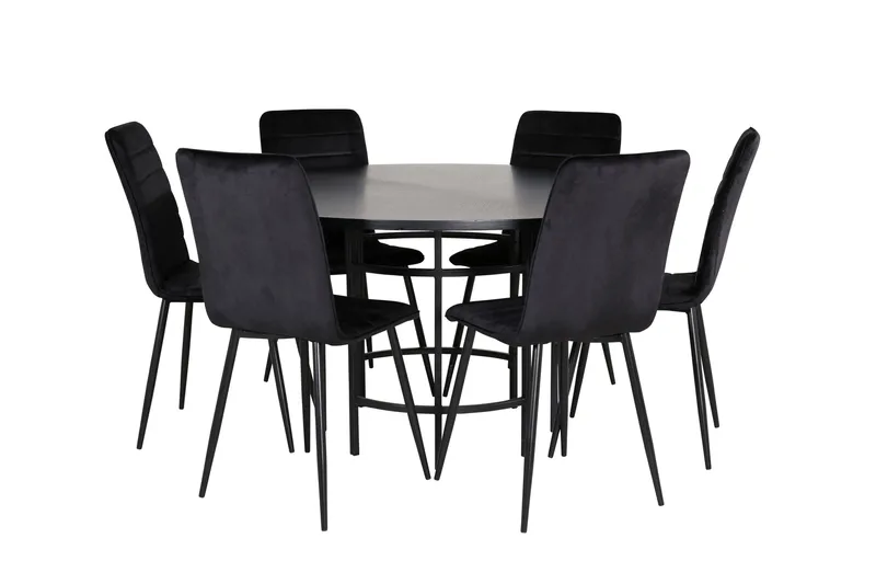 Spisegruppe Möbelfashion Copenhagen spisegruppe 140 cm rund med 6 Windu Lyx-stoler Svart