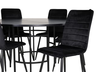 Spisegruppe Möbelfashion Copenhagen spisegruppe 140 cm rund med 6 Windu Lyx-stoler Svart - Møbler - Bord - Spisegruppe