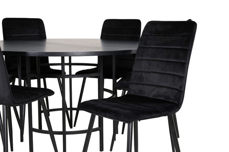 Spisegruppe Möbelfashion Copenhagen spisegruppe 140 cm rund med 6 Windu Lyx-stoler Svart - Møbler - Bord - Spisegruppe