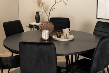 Spisegruppe Möbelfashion Copenhagen spisegruppe 140 cm rund med 6 Windu Lyx-stoler Svart - Møbler - Bord - Spisegruppe