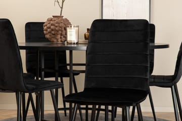 Spisegruppe Möbelfashion Copenhagen spisegruppe 140 cm rund med 6 Windu Lyx-stoler Svart - Møbler - Bord - Spisegruppe