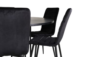 Spisegruppe Möbelfashion Copenhagen spisegruppe 140 cm rund med 6 Windu Lyx-stoler Svart - Møbler - Bord - Spisegruppe
