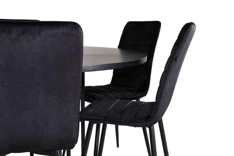 Spisegruppe Möbelfashion Copenhagen spisegruppe 140 cm rund med 6 Windu Lyx-stoler Svart - Møbler - Bord - Spisegruppe