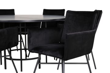 Spisegruppe Möbelfashion Copenhagen spisegruppe 140 cm rund med 6 Petra-stoler Svart - Møbler - Bord - Spisegruppe