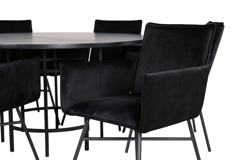 Spisegruppe Möbelfashion Copenhagen spisegruppe 140 cm rund med 6 Petra-stoler Svart - Møbler - Bord - Spisegruppe