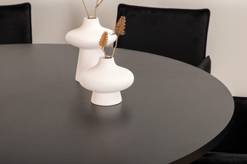 Spisegruppe Möbelfashion Copenhagen spisegruppe 140 cm rund med 6 Petra-stoler Svart - Møbler - Bord - Spisegruppe