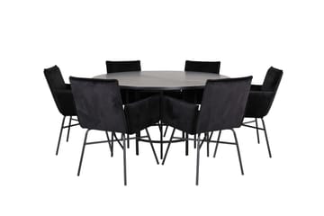 Spisegruppe Möbelfashion Copenhagen spisegruppe 140 cm rund med 6 Petra-stoler Svart - Møbler - Bord - Spisegruppe