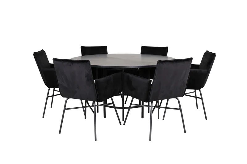 Spisegruppe Möbelfashion Copenhagen spisegruppe 140 cm rund med 6 Petra-stoler Svart