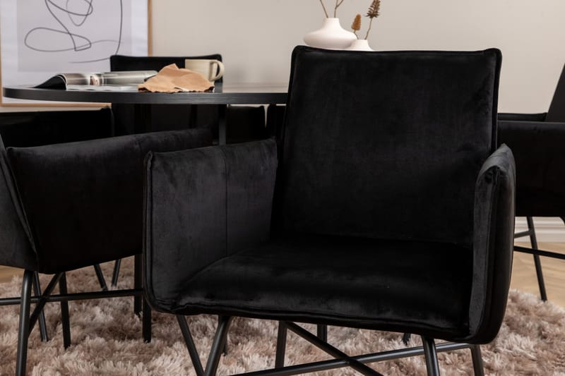 Spisegruppe Möbelfashion Copenhagen spisegruppe 140 cm rund med 6 Petra-stoler Svart - Møbler - Bord - Spisegruppe