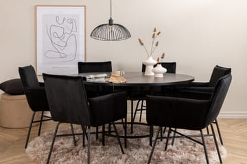 Spisegruppe Möbelfashion Copenhagen spisegruppe 140 cm rund med 6 Petra-stoler Svart - Møbler - Bord - Spisegruppe