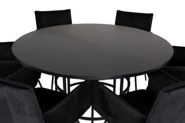 Spisegruppe Möbelfashion Copenhagen spisegruppe 140 cm rund med 6 Petra-stoler Svart - Møbler - Bord - Spisegruppe