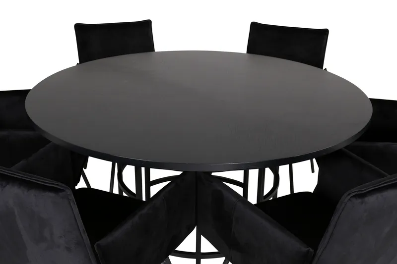 Spisegruppe Möbelfashion Copenhagen spisegruppe 140 cm rund med 6 Petra-stoler Svart - Møbler - Bord - Spisegruppe