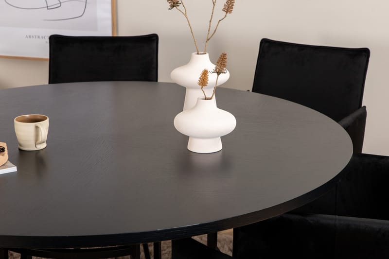Spisegruppe Möbelfashion Copenhagen spisegruppe 140 cm rund med 6 Petra-stoler Svart - Møbler - Bord - Spisegruppe