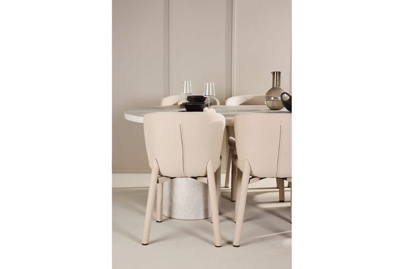 Spisegruppe Narvik 100x200 cm Beige med 6 Astoria Stoler Beige - Beige - Møbler - Bord - Spisegruppe