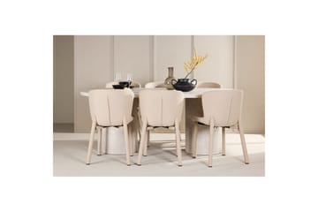 Spisegruppe Narvik 100x200 cm Beige med 6 Astoria Stoler Beige - Beige - Møbler - Bord - Spisegruppe