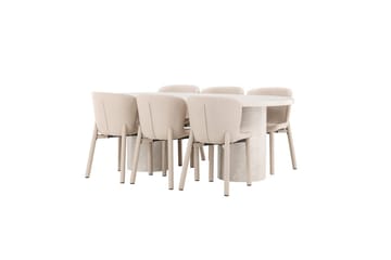 Spisegruppe Narvik 100x200 cm Beige med 6 Astoria Stoler Beige - Beige - Møbler - Bord - Spisegruppe