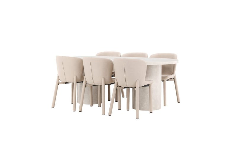 Spisegruppe Narvik 100x200 cm Beige med 6 Astoria Stoler Beige - Beige - Møbler - Bord - Spisegruppe
