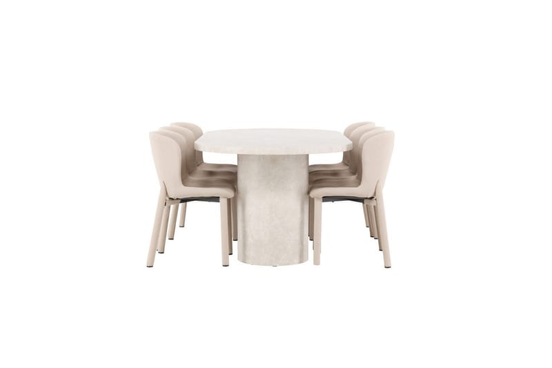 Spisegruppe Narvik 100x200 cm Beige med 6 Astoria Stoler Beige - Beige - Møbler - Bord - Spisegruppe
