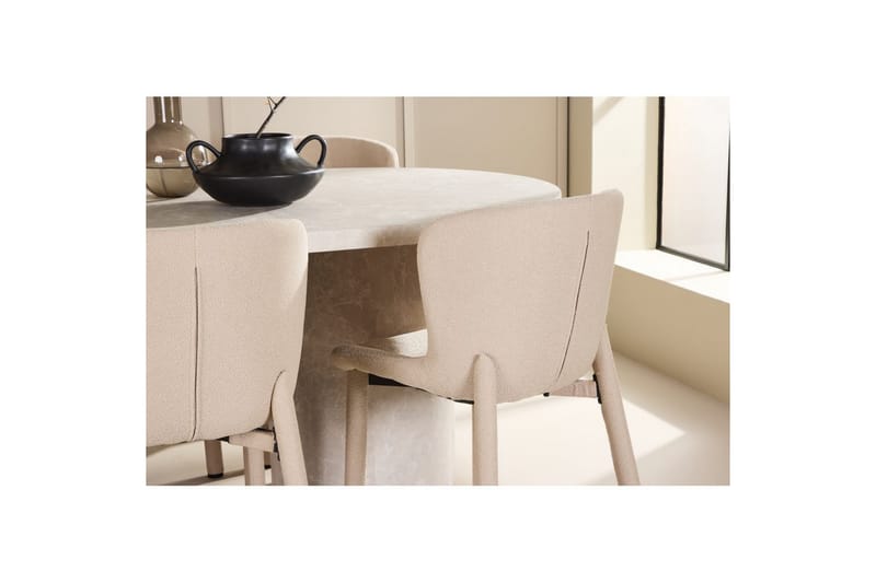 Spisegruppe Narvik 100x200 cm Beige med 6 Astoria Stoler Beige - Beige - Møbler - Bord - Spisegruppe