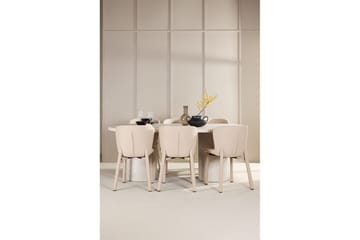 Spisegruppe Narvik 100x200 cm Beige med 6 Astoria Stoler Beige - Beige - Møbler - Bord - Spisegruppe