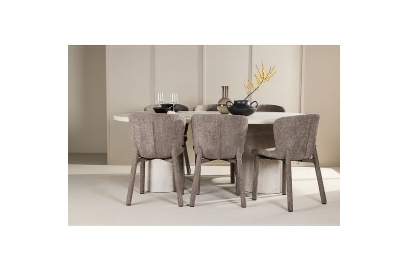 Spisegruppe Narvik 100x200 cm Beige med 6 Astoria Stoler Brun - Brun - Møbler - Bord - Spisegruppe