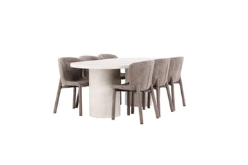 Spisegruppe Narvik 100x200 cm Beige med 6 Astoria Stoler Brun - Brun - Møbler - Bord - Spisegruppe