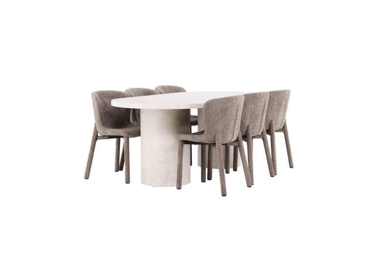 Spisegruppe Narvik 100x200 cm Beige med 6 Astoria Stoler Brun - Brun - M�øbler - Bord - Spisegruppe