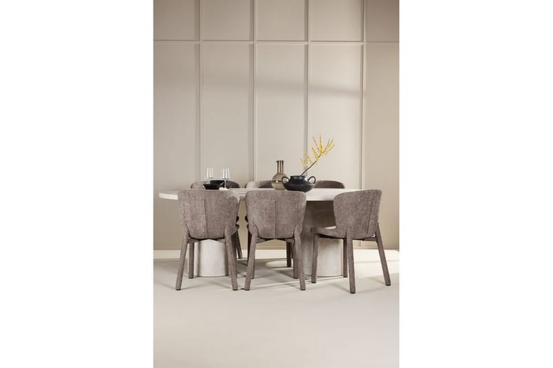 Spisegruppe Narvik 100x200 cm Beige med 6 Astoria Stoler Brun - Brun - Møbler - Bord - Spisegruppe