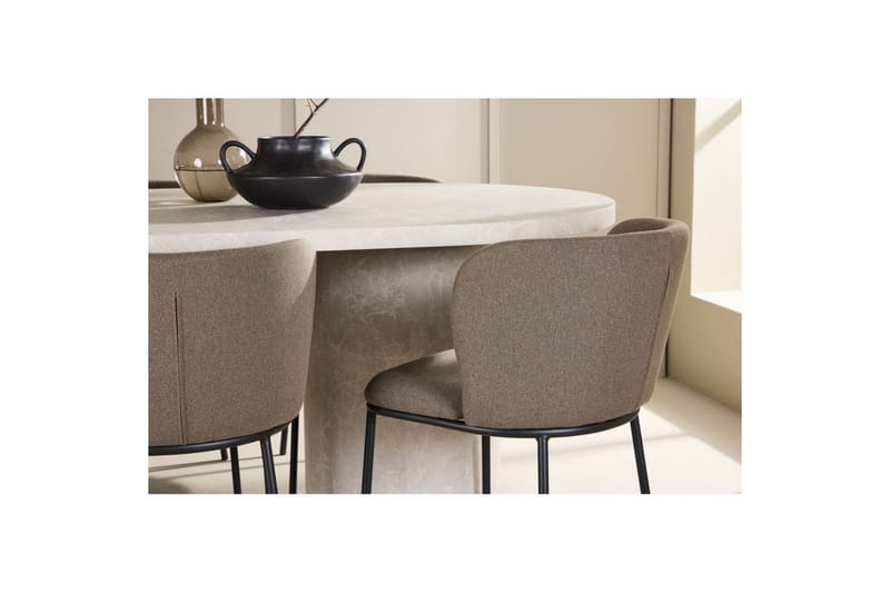 Spisegruppe Narvik 100x200 cm Beige med 6 Edina Stoler Svart / Brun - Svart / Brun - Møbler - Bord - Spisegruppe