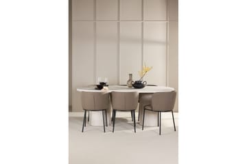 Spisegruppe Narvik 100x200 cm Beige med 6 Edina Stoler Svart / Brun - Svart / Brun - Møbler - Bord - Spisegruppe