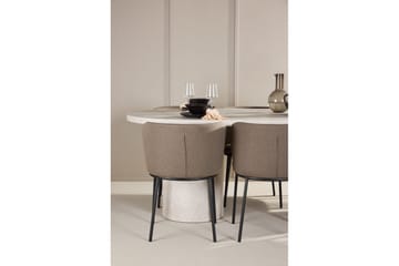 Spisegruppe Narvik 100x200 cm Beige med 6 Edina Stoler Svart / Brun - Svart / Brun - Møbler - Bord - Spisegruppe